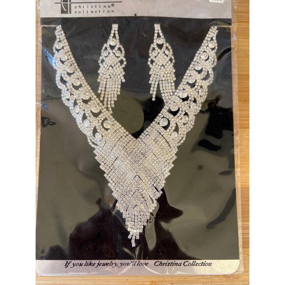 New Sparkly Rhinestone Necklace Earrings Set  Jewelry  HOCO  Dance Wedding Gift - Picture 1 of 7
